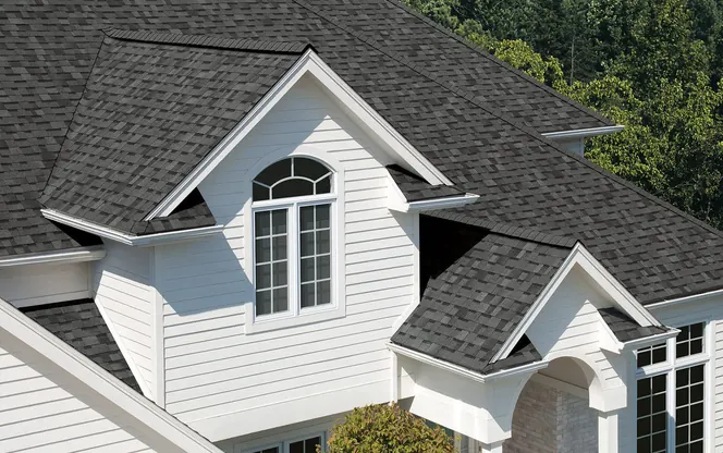 Completed roof in Owens Corning Estate Gray shingles