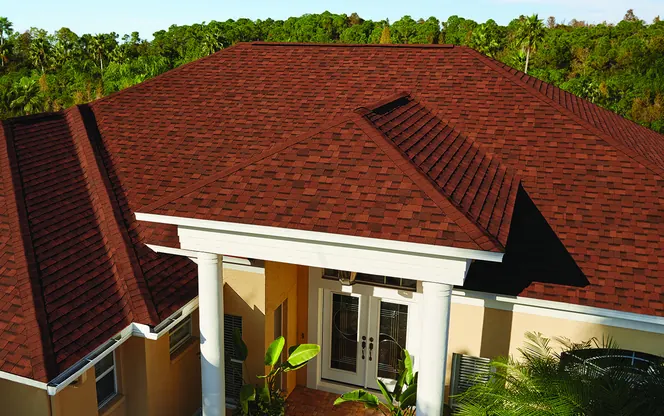 Completed roof in Owens Corning Terra Cotta shingles